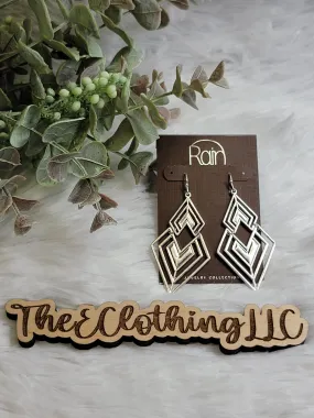 Rain - Silver Geometric Links Deco Earring