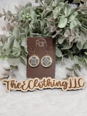 Rain - Two Tone Filigree Center Circle Earring