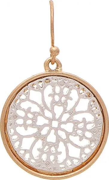 Rain - Two Tone Filigree Center Circle Earring