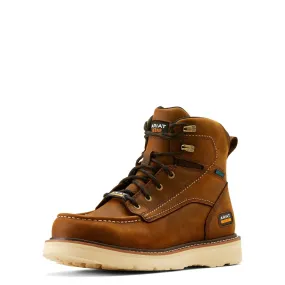 Rebar Wedge Moc Toe 6in Waterproof Work Boot Distressed Brown