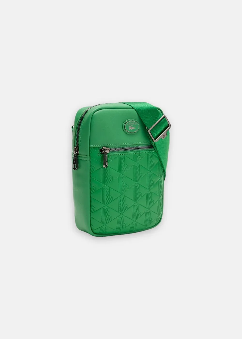 Sacoche Lacoste verticale monogramme verte