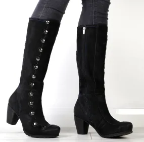 Semaine -Long leg boot Black Blue Stitch