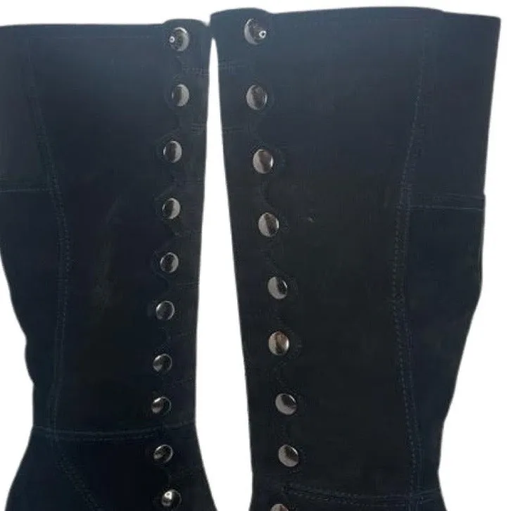 Semaine -Long leg boot Black Blue Stitch