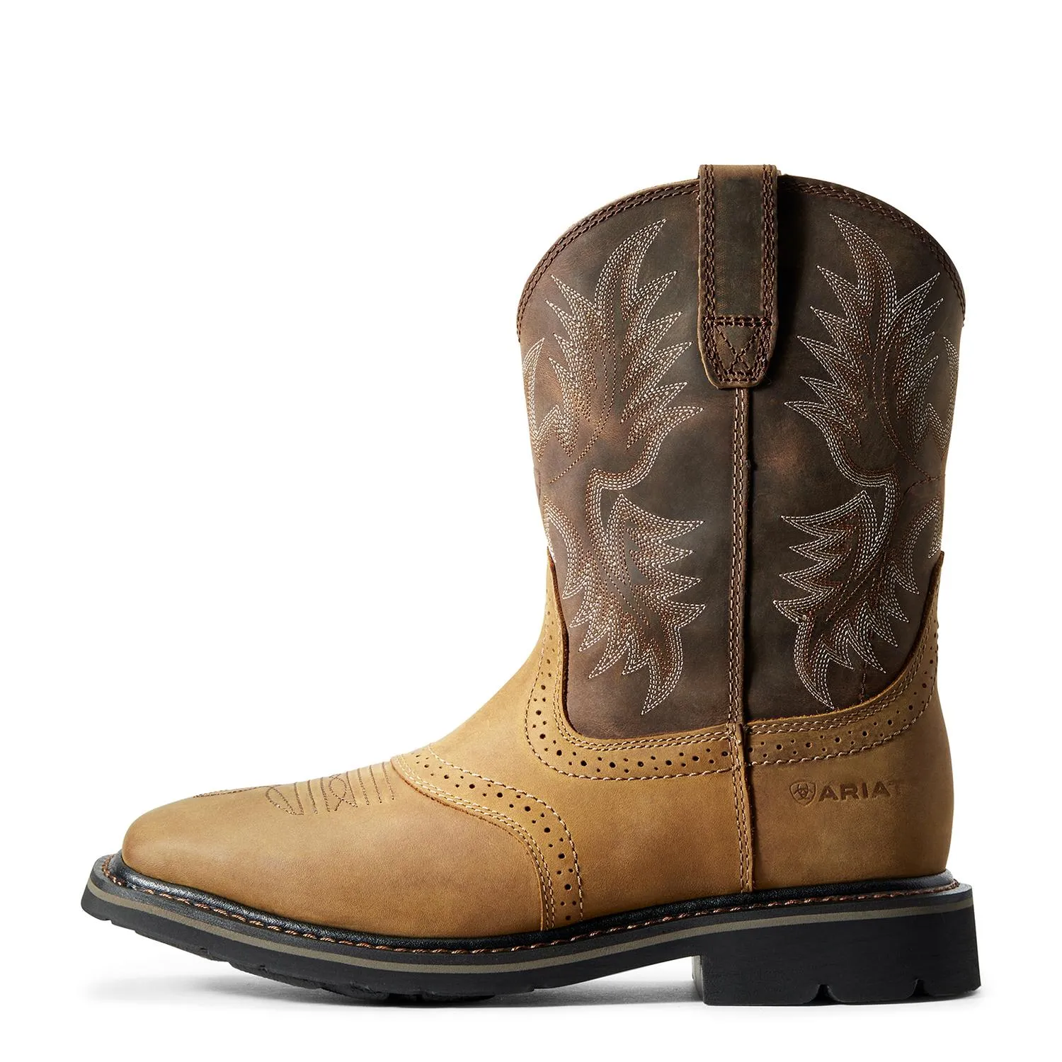 Sierra Wide Square Toe Work Boot Aged Bark