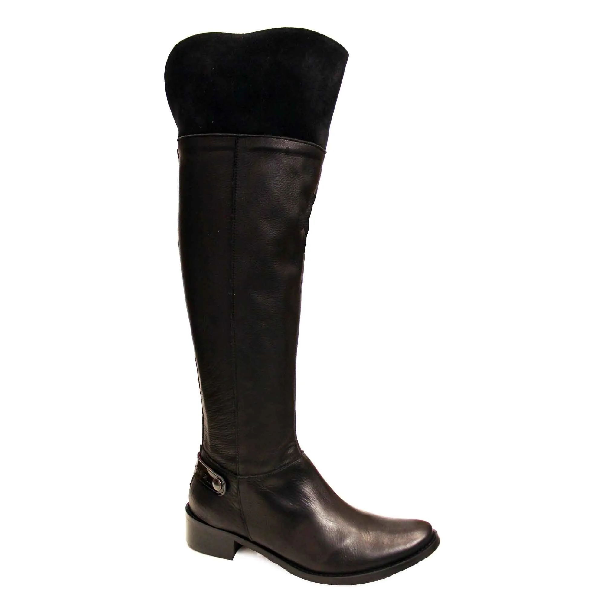 St Germaine - Black Leather long leg boot