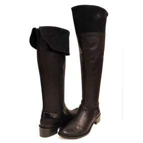 St Germaine - Black Leather long leg boot