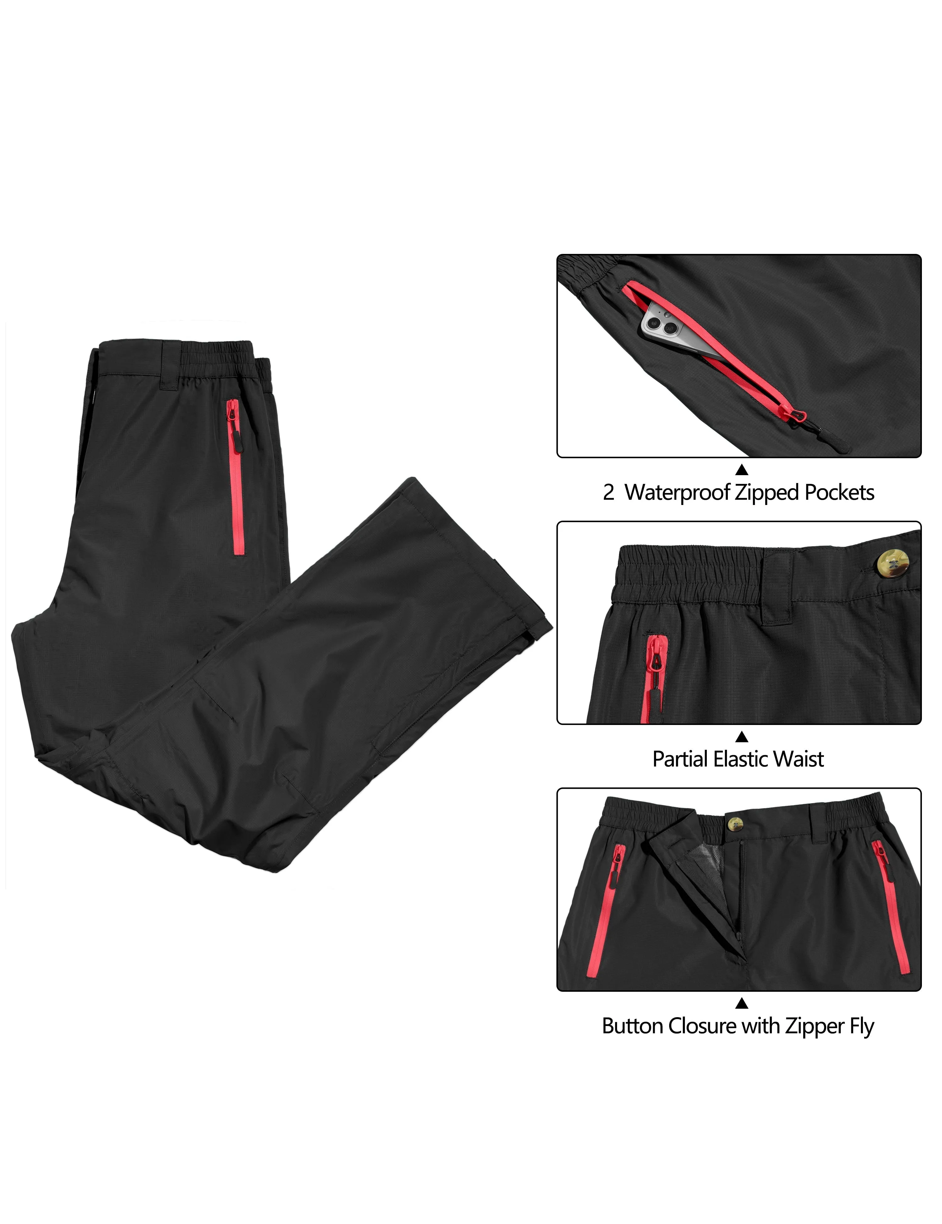 Women's Waterproof Lightweight Rain Pants