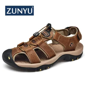 ZUNYU 2019 New Male Shoes Genuine Leather Men Sandals